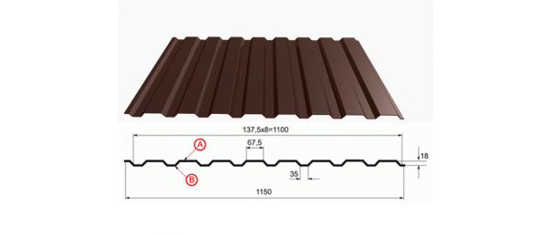 Профнастил коричневый оцинкованный  RAL 8017 С-20 купить недорого в Мендюкино