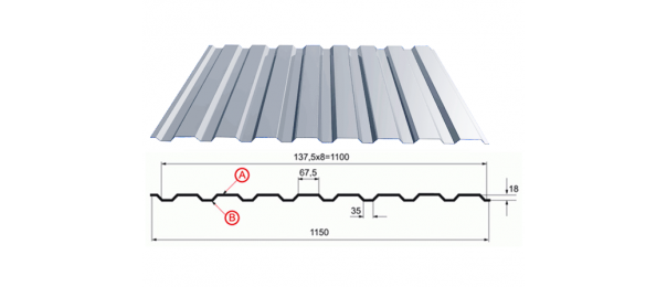 Профнастил оцинкованный С-20 1100x2500 купить недорого в Мендюкино